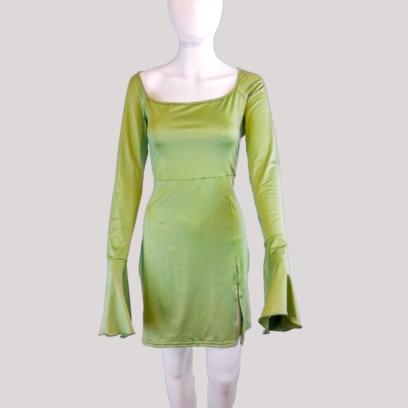 Square Neck Midi Bell Sleeve Dress - Picture 1 of 7